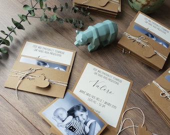 Faire-part de naissance kraft style vintage