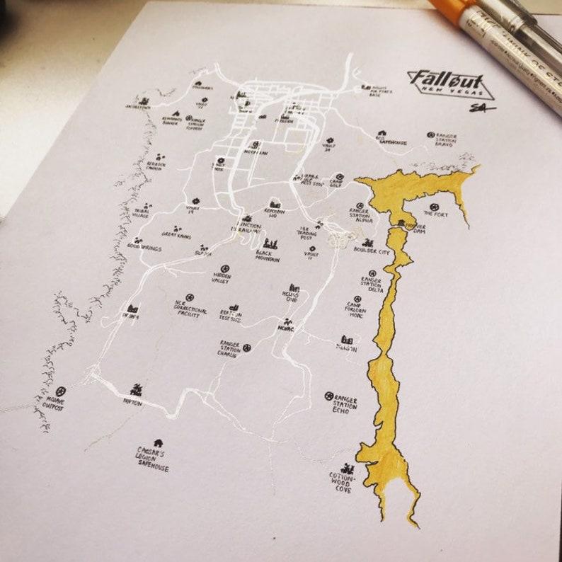 Fallout New Vegas Map Print Etsy UK