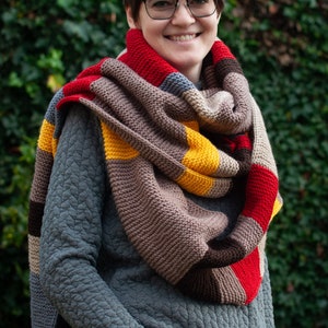 Hand knitted long bright striped scarf Tom Baker. Fourth Doctor season 12 of the series Doctor Who