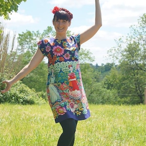 Blue VIVA FRIDA dress, boho creation from 34 to 50 image 1