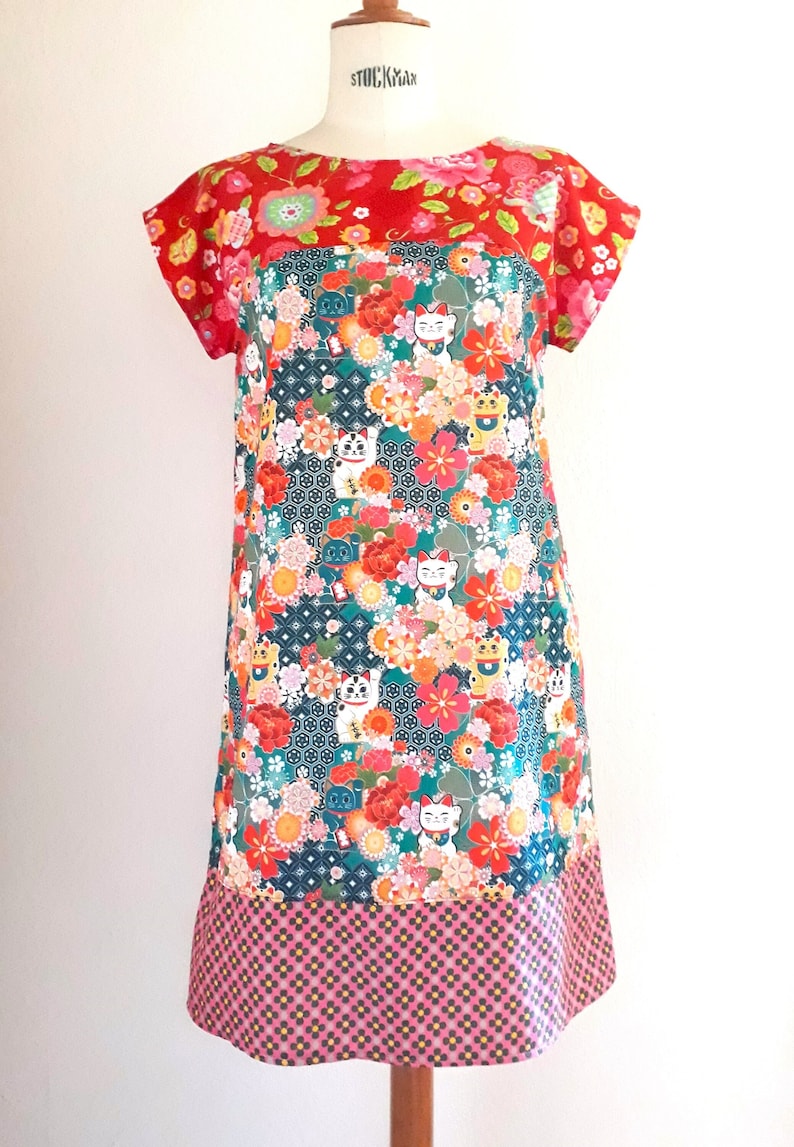 Maneki-Neko cotton dress from 34 to 50 image 1