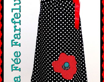 Robe * Coquelicot * coton à pois, ruban 2 à 10 ans