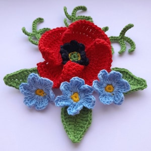 Crochet Poppy Pattern, Crochet Poppy Download, Crochet Poppy Applique, Crochet Flower Pattern, Crochet Poppy Decor, Crochet Flower Poppy