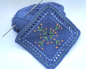 Granny Square Pattern, Crochet Granny Square Embroidery Pattern, Crochet Granny Square Download, Afghan Granny Square Pattern