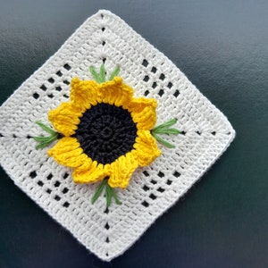 Patrón de girasol cuadrado de la abuela, patrón de girasol cuadrado de la abuela a crochet, PDF de girasol cuadrado de la abuela a crochet, descarga de girasol cuadrado de la abuela