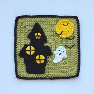 Haunted House Granny Square Pattern, Ghost Granny Square Pattern, Halloween Afghan, Halloween Granny Square Download
