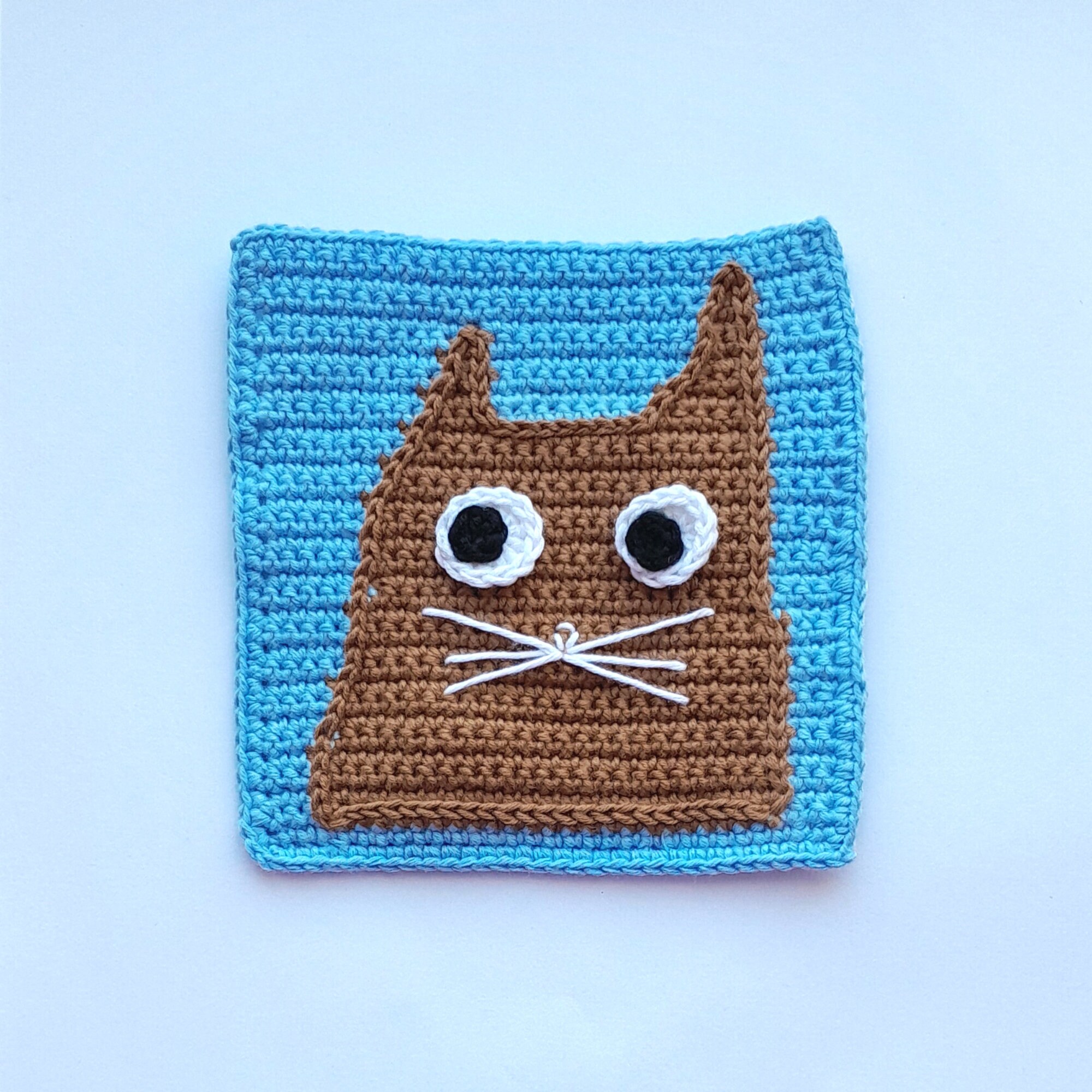 Granny Square Cat Pattern, Crochet Intarsia Square Cat Pattern, Cat ...