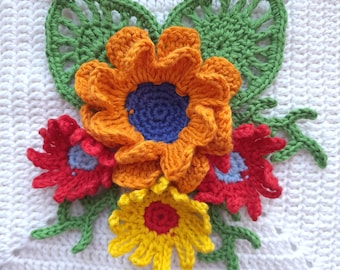 Crochet Flower Applique Pattern: Floral Decor PDF (Download)