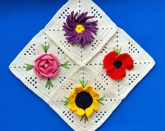 Granny Squares Flower SET Pattern, Crochet Granny Square Flower Pattern, Granny Square Flower PDF, Crochet Granny Square Flower Download