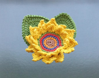 Crochet Sunflower Applique Pattern: Boho Decor (PDF Download)