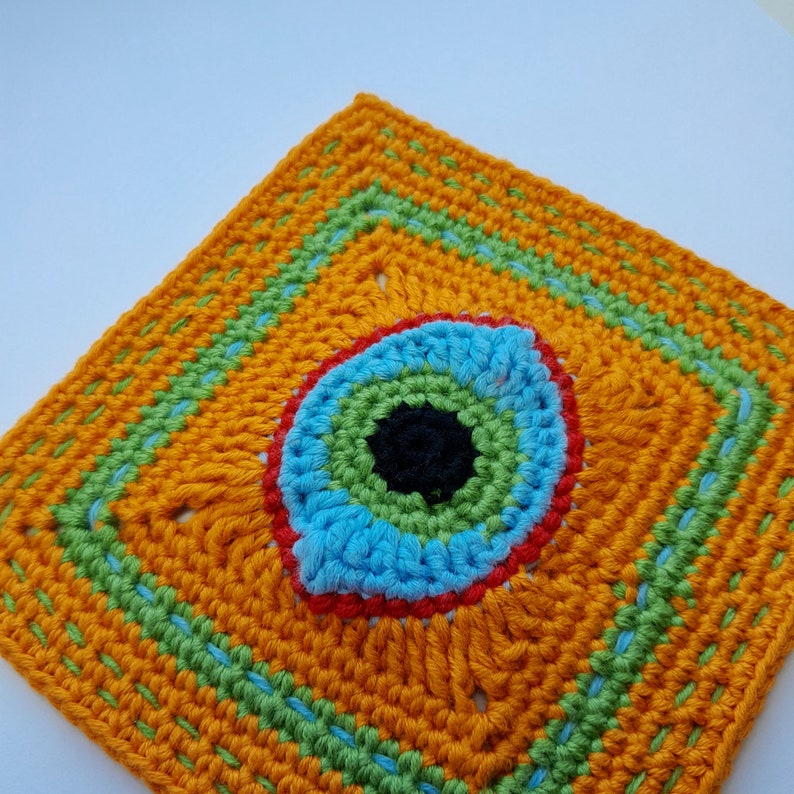 Granny Square Eye Pattern Crochet Cranny Square Granny - Etsy