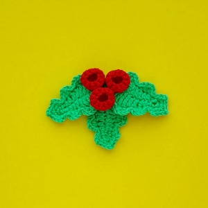 Crochet Holly Berries Pattern, Christmas Holly Berries Pattern, Easy Crochet Holly Leaf Pattern, Crochet Pattern for beginners