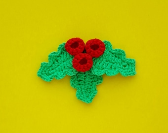 Crochet Holly Berries Pattern: Easy Christmas Applique (PDF Pattern)