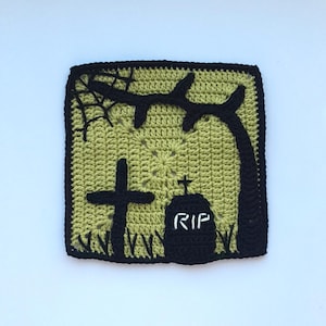 Halloween Granny Square Pattern, Spooky Granny Square Pattern, Grave Granny Square, Cross Granny Square, Halloween Granny Square Download