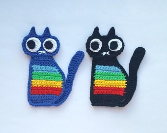 Crochet Cat Applique Pattern, Black Cat Applique (PDF Download)