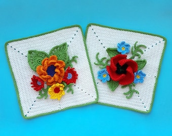 Granny Square Poppy Crochet Pattern (PDF Download)
