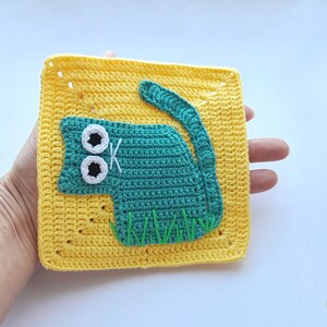 Granny Square Cat Pattern, Crochet Granny Square Cat Pattern, Cat ...