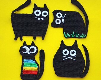 Crochet Applique Cat Patterns (PDF Download)