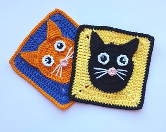 Granny Square Cat Pattern, Crochet Granny Square Cat Pattern, Cat Granny Square PDF, Granny Square Download, Granny Square Digital