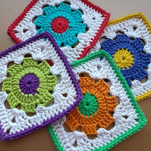 Granny Square Flower Crochet Pattern (PDF Download)