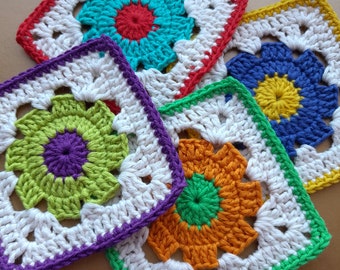 Granny Square Flower Crochet Pattern (PDF Download)