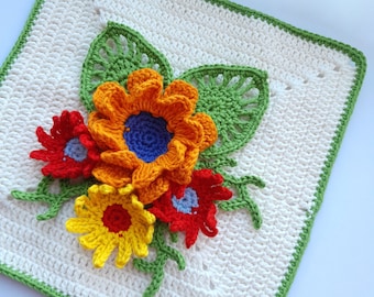 Crochet Granny Square Flower Pattern (PDF Download)