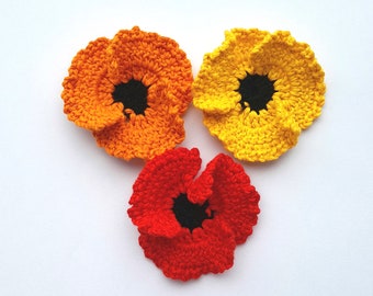 Crochet Poppy Pattern, Crochet Poppy Download, Crochet Poppy Applique, Crochet Tutorial, Crochet Poppy Decor, Crochet Flower Poppy