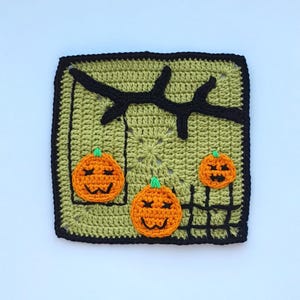 Pumpkin Grandma Square Häkelanleitung: Halloween Afghane (PDF Download)