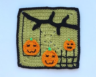 Pumpkin Granny Square Crochet Pattern: Halloween Afghan (PDF Download)