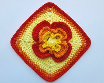 Granny Square Flower Pattern, Crochet Granny Square Flower Tutorial, Crochet Granny Square PDF, Crochet Granny Square Flower Download