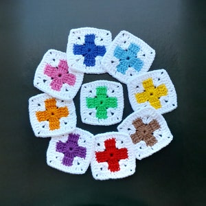 Cross Granny Square Crochet Pattern: Colorful Diagram (PDF Download)