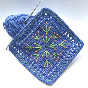 Embroidered Crochet Granny Square Pattern (PDF Download)