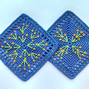 Embroidered Granny Square Crochet Pattern (PDF)