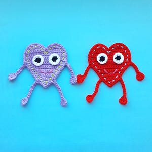 Crochet Heart Pattern, Crochet Heart Applicque, Crochet Red Heart Applique Download, Crochet Red Flat Heart Pattern PDF
