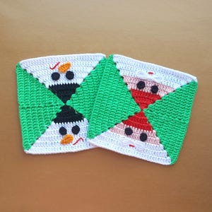 Granny Square Santa Pattern, Granny Square Snowman Pattern, Granny Square Christmas Tree Pattern, Christmas Granny Square, Granny Square PDF
