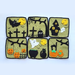 Halloween Granny Square Pattern, Spooky Granny Square Pattern, Halloween Afghan, Halloween Granny Square Download
