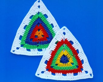 Crochet Granny Square Pattern: Colorful Triangle Motif (PDF Download)