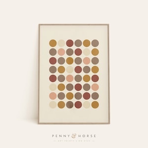 Boho Circle Print: Geometric Dots, Muted Warm Colors (Digital Download)