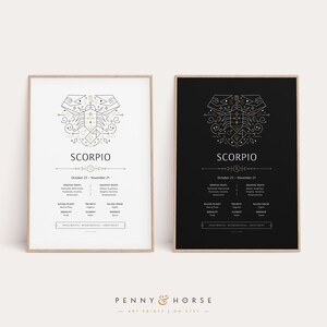 Scorpio Ornate Zodiac Print, Zodiac Gift, Scorpio Printable, Zodiac Art Print, Zodiac Wall Decor, Zodiac Explained, Astrology Digital Print