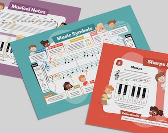 Barnteoritryckset: Musiksymboler, G-klav och basklav (digital nedladdning)