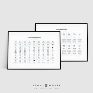 Complete Laundry Room Guide 2 Print Set, Printable Wall Art, Laundry Room Signs, Laundry Symbols, Laundry Room Decor, Stain Removal Guide