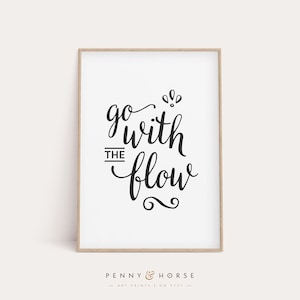 Bathroom Wall Art, Funny Bathroom Print, Go With The Flow, Bathroom Wall Decor, Bathroom Printable, Funny Bathroom Signs, Printable Art