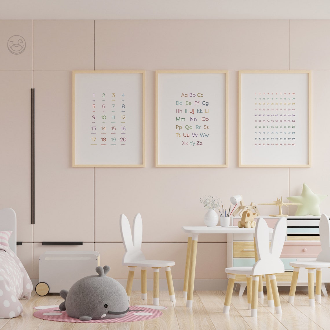 Children's Wall Art, Kids Nursery Art Set, Educational Wall Art, Set of ...