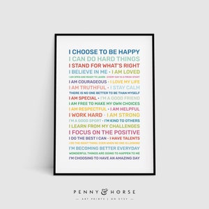 Kids Positieve affirmaties voor Print, Motivational Wall Art, Inspirerende Muur Decor, Playroom Poster, Classroom Chart, Kids Handout Printable