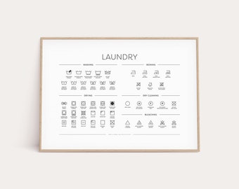 Laundry Room Symbols Guide Printable Minimal Wall Art - Etsy
