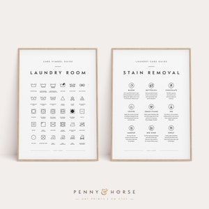 Laundry Room 2 Print Set, Printable Art, Laundry Wall Decor, Laundry Symbols Guide, Laundry Care, Laundry Room Art, Stain Removal, Light