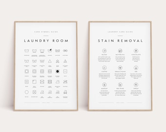 Laundry Room 2 Print Set, Printable Art, Laundry Wall Decor, Laundry Symbols Guide, Laundry Care, Laundry Room Art, Stain Removal, Light