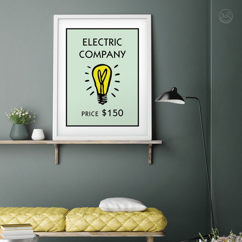 Retro Monopoly Inspired Electric Company Printable Minimalist - Etsy