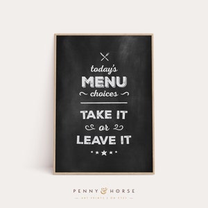 Aujourd'hui Menu Printable Art, Funny Kitchen Wall Art, Kitchen Decor, Chalkboard Menu Sign, Funny Wall Decor, Home Cook Gift, Téléchargement numérique