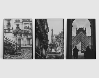 Paris Arquitectura Set, Arte de la pared del hogar, Fotografía, Blanco y negro, Decoración de la pared, Descarga digital, Decoración de Landmark, Arte imprimible